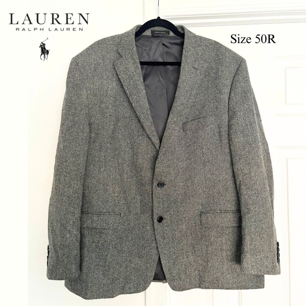 Herringbone Tweed Wool Blazer Sport Coat LRL | Size 50R Jacket Ralph Lauren